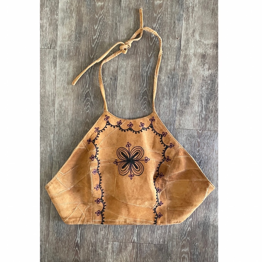 Vintage genuine leather halter top